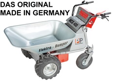 Multi-Dumper elektro optional mit Zubehr erhltlich: Schneeschild, Kehrbesen, Transportaufsatz, groe Leichtgutwanne 450 ltr. oder Multi-Sauger 520 ltr.